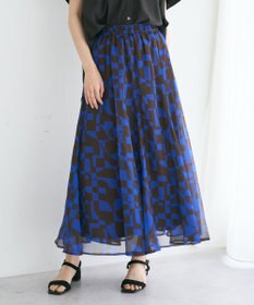YECCA VECCA アート柄シアーロングスカート