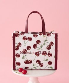 Maison de FLEUR チェリー柄ゴブラン２Ｗａｙスクエアトートバッグ