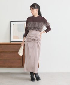 earth music&ecology フロントドロストリボンナロースカート