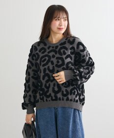 Green Parks ・ｆｕｒｒｙ　ｒａｔｅ　レオパードジャカードニット
