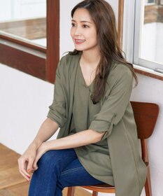 Tiaclasse L 【洗える】シフォンドレープカーディガン