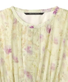 YECCA VECCA シアー花柄プリーツワンピース