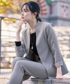 Tiaclasse 【ダブルストレッチ・洗える】カラーレスロングジャケット