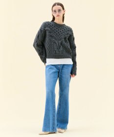 BEIGE， RULE / ウールカシミヤアラン編みクロップドニット