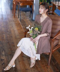 Tiaclasse L 【洗える】シフォンドレープカーディガン