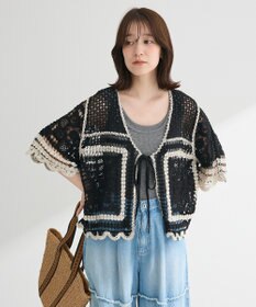 Green Parks ・ＥＬＥＮＣＡＲＥ　ＤＵＥ　カギ針風レースカーデ