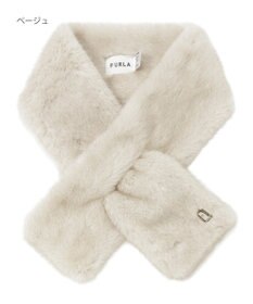 MOONBAT FURLA（フルラ）差し込みファーティペット マフラー アーチロゴ フェイクファー