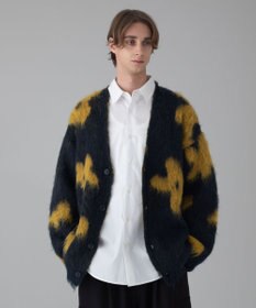 WEGO 【ユニセックス着用ITEM/MLサイズ展開】モヘアタッチパターンカーディガン