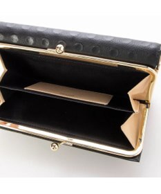 UNBILLION perche 牛革×ハラコ風ドットダブルかぶせ長財布