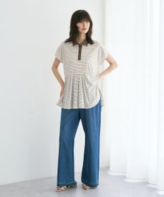 YECCA VECCA アシメボーダーポロシャツ