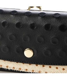 UNBILLION perche 牛革×ハラコ風ドットダブルかぶせ長財布