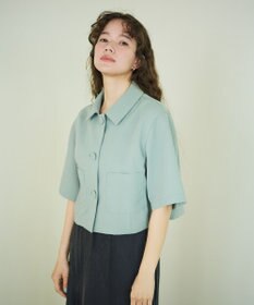 #Newans 【シワになりにくい】〈花乃まりあさんコラボ〉クロップドシャツジャケット