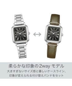 CITIZEN 【電池交換不要2way】替えバンド付きスクエアモデルES9500-69E