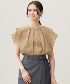 自由区 シアーラミーローンフリル ブラウス ベージュ