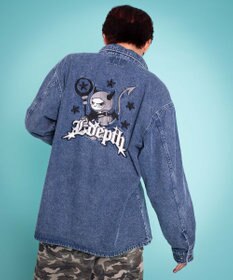 WEGO 【ユニセックス着用ITEM/MLサイズ展開】グラフィックデニムシャツ（LS）