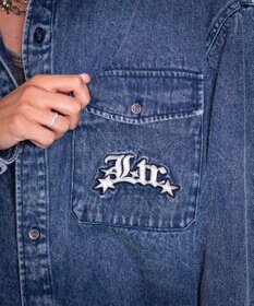 WEGO 【ユニセックス着用ITEM/MLサイズ展開】グラフィックデニムシャツ（LS）