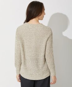 自由区 L 【洗える】コットンラッセル ボートネックニット