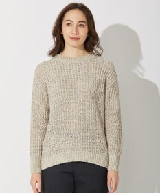 自由区 L 【洗える】コットンラッセル ボートネックニット