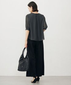 J.PRESS LADIES L 【洗える】ドットフロッキープリント フレア カットソー