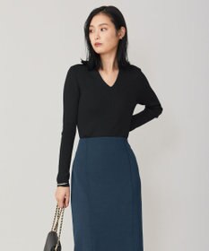 ICB 【洗える】エクストラファインメリノリブ Vネックニット