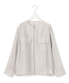 ICB L 【洗える】リヨセルナイロンワッシャー ノーカラーブルゾン