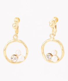 ANY SIS フープパール調ストーン イヤリング