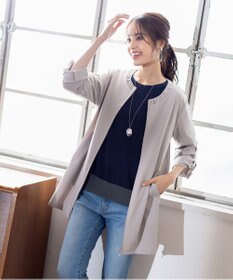 Tiaclasse 【洗える】大人可愛い衿ギャザーミディアムコート