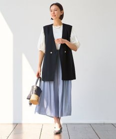 自由区 L 【接触冷感・速乾・UVケア・撥水・防シワ】リネンライクツィル ジレ