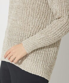 自由区 L 【洗える】コットンラッセル ボートネックニット