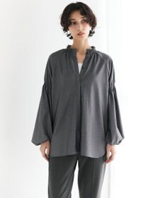 #Newans 【洗濯機可/しわになりにくい】シャーリングネック ボリュームスリーブブラウス