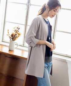 Tiaclasse 【洗える】大人可愛い衿ギャザーミディアムコート