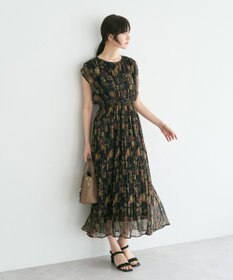 YECCA VECCA シアー花柄プリーツワンピース