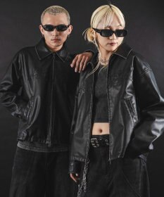 WEGO 【ユニセックス着用ITEM】MA55IVE　PUショートグラフィックブルゾン