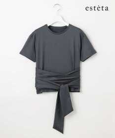 23区 L 【エステータ】スーピマシングルジャージー サッシュデザイン カットソー