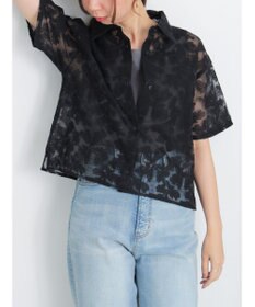 Te chichi オーガンジー刺繍ハーフスリーブシャツ