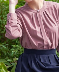 Tiaclasse L 【新色追加・洗える】バンドカラー2WAYタックブラウス