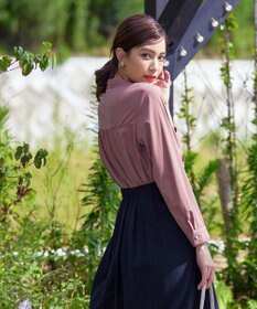 Tiaclasse L 【新色追加・洗える】バンドカラー2WAYタックブラウス