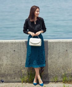 Tiaclasse L 【新色追加・洗える】バンドカラー2WAYタックブラウス