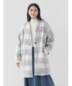 Green Parks コクーンシルエットチェックシャギーコート