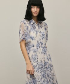 GRACE CONTINENTAL フラワープリントシャツフレアワンピース