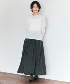 #Newans 【洗濯機可／ 前後着用可】 ギャザースリーブシアーベロアカーディガン