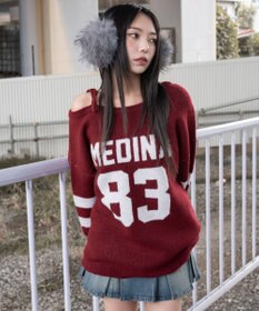 WEGO フラッフィー2WAYグラフィックワンショルBIGニット