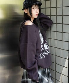 WEGO 【2025年秋冬新作】2WAYグラフィックワンショルBIGニット