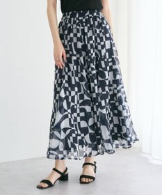 YECCA VECCA アート柄シアーロングスカート