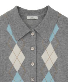 earth music&ecology 【予約】襟付きアーガイルニットカーディガン