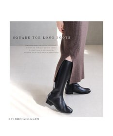 Pointer 本革ローヒール スクエアトゥロングブーツ