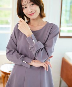 Tiaclasse 【洗える】袖パールポンチフレアトップス