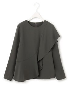 ICB 【WEB限定カラーあり・洗える】エステルダブルクロス 長袖ラッフルブラウス