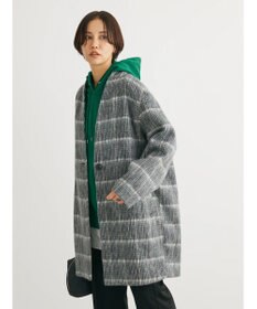 Green Parks コクーンシルエットチェックシャギーコート