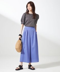 ANY SIS S 【撥水・汗ジミ防止・UVケア・洗える】スーピマスムース 袖タック Tシャツ